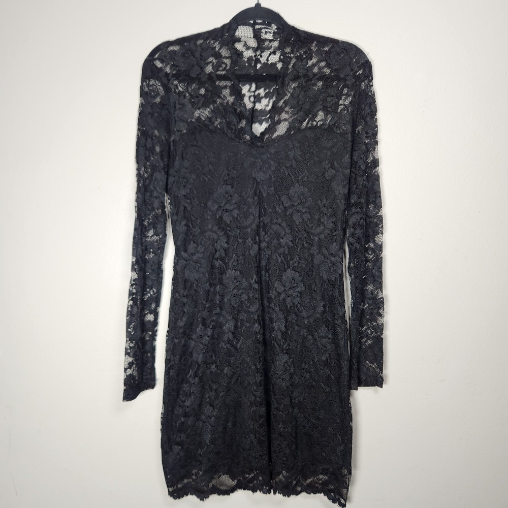 Black Lace‎ Dress Size Large Gothic Fairy Romance Dark Feminine Witchy Victorian